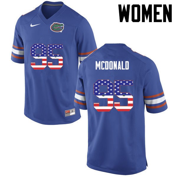 Florida Gators Women #95 Ray McDonald College Football Jersey USA Flag Fashion Blue